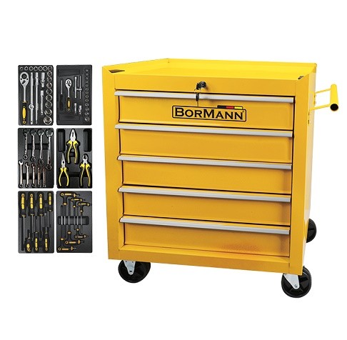 Bormann Kolica metalna s 5 lad. i 66 alata 64x36x62cm BWR7100SET