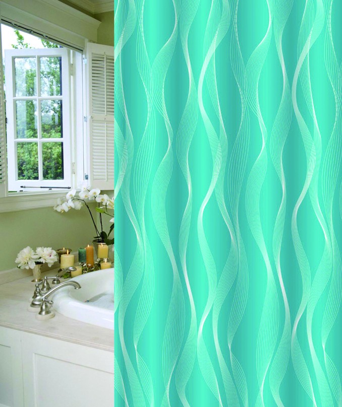 MINOTTI Kupatilska zavjesa  2000x1800 talas plava