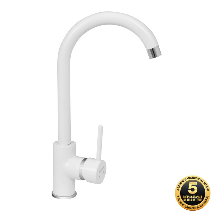 MINOTTI Baterija za sudoperu  TUBO sa 3 cijevi labud bijela boja