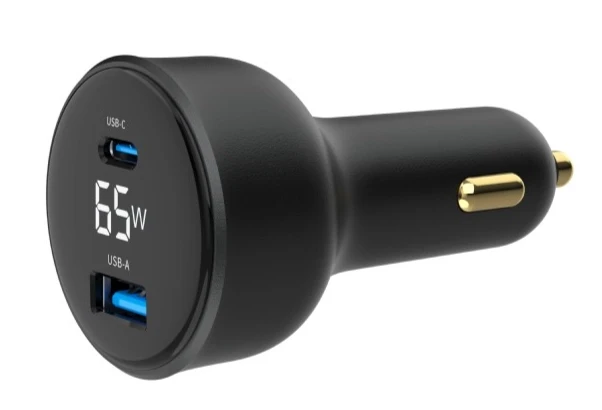 2-Port Usb Brzi Punjac Za Auto, Type-C Pd, Lcd, 65W, Crna