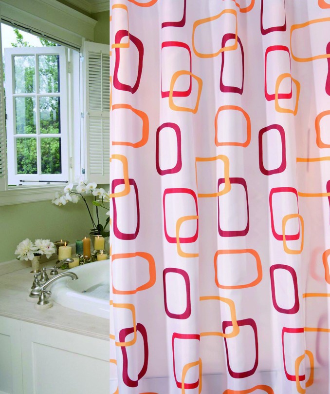 MINOTTI Kupatilska zavjesa  2000x1800 kvadratići crveni