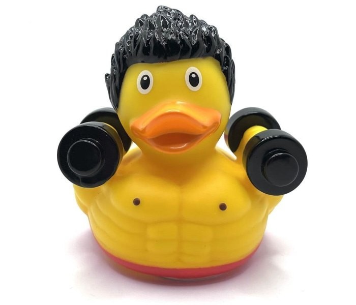 Gumena igračka Lilalu patka za kupanje bodibilder