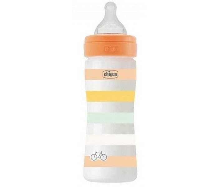 Flašica staklena 240 ml 0+silikon wb narandzasta djevojčica