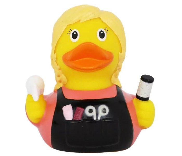 Gumena igračka Lilalu patka za kupanje frizerka