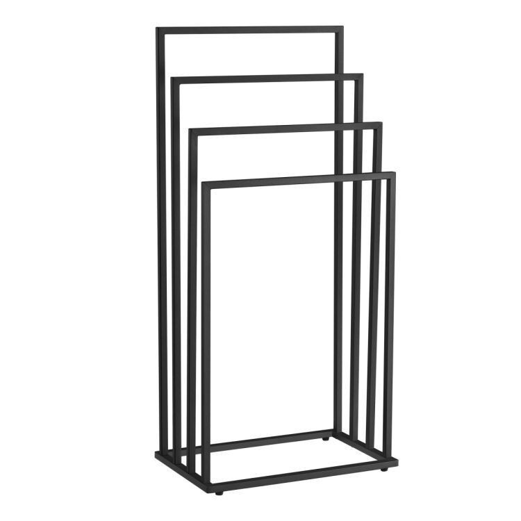 Oskar Samostojeći držač za peškire sa 4 šipke, 93,5x45 cm, Crni