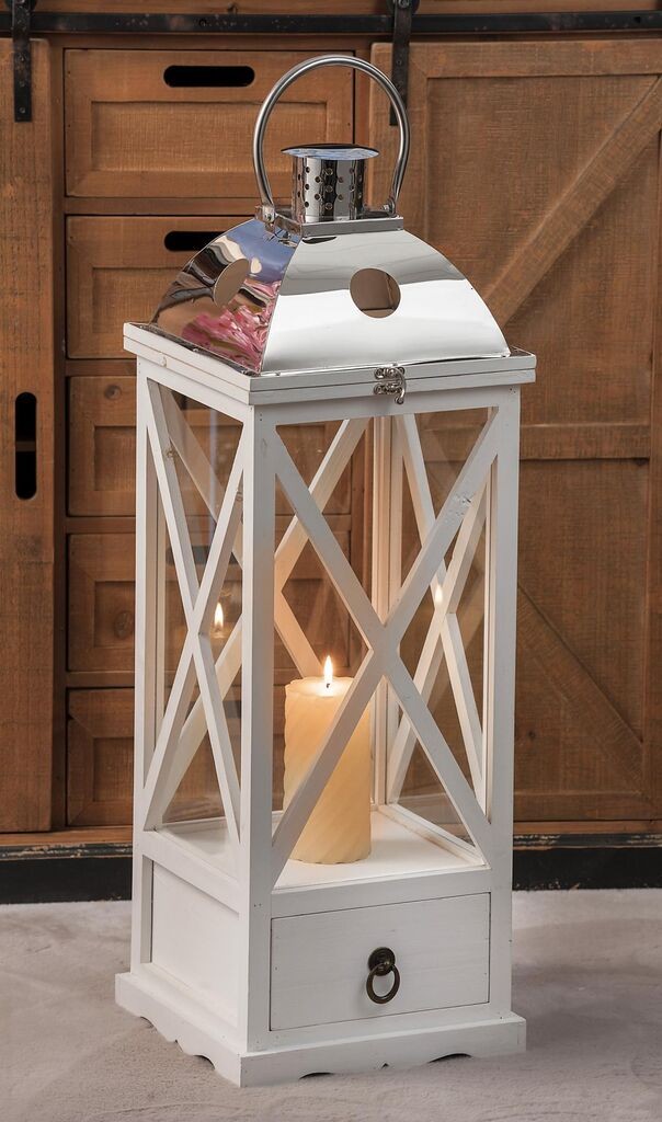 Svijećnjak  Sa Svijećom,Bijeli 26X26X73 57545