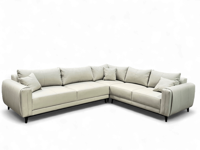 Leonarda Ugaona Garnitura Leonarda Tud 310*250 Stof Nube 04 Bez Leva Postolje Crno Mat