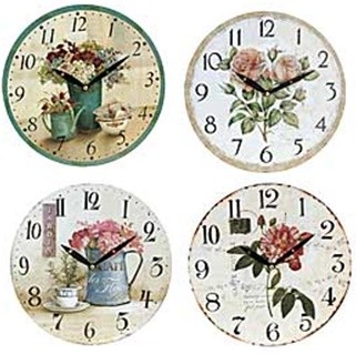 Koopman Zidni sat Fi28cm ,drvo Flowre Desing