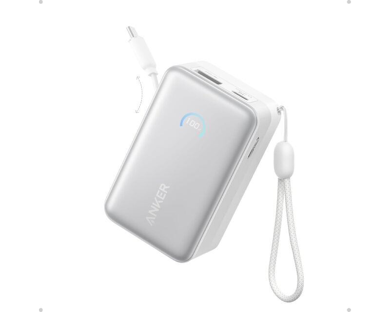 Anker Power bank Nano 10K, 45W, USB-C Cable, Bijeli