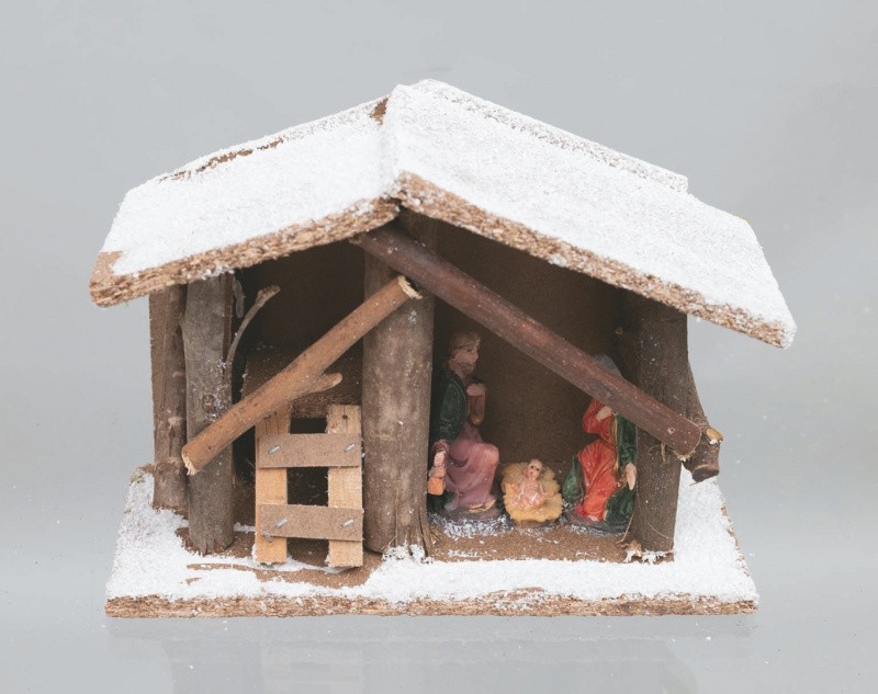 Novogodišnji Dekoracija Jaslice Sa Tri Figure  Cm.22X10X16 Pr24573