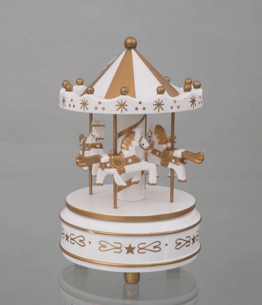 Novogodišnji Muzicka Vrteska Cm.11X11X18 Bijelo/Zlatna Ac11111 Bijela