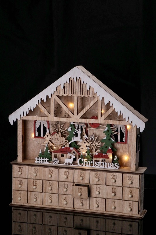 Novogodišnji Drveni Ukras Svijet.Kuca Sa Fiokama 46X10Xh46 85138