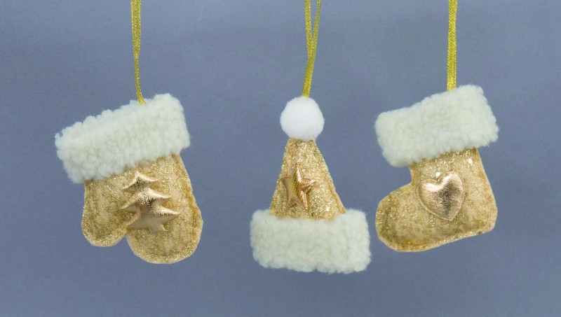 Novogodošnji Ukras Na Kacenje Sa Krznom/Zlatni Cm.8H Oro Ac10734 Zlatna Boja