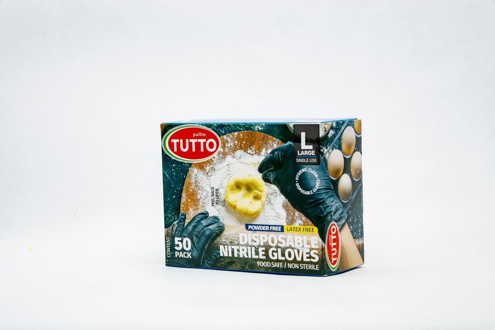 Rukavice 100% Nitril Crne  " L" 50/1