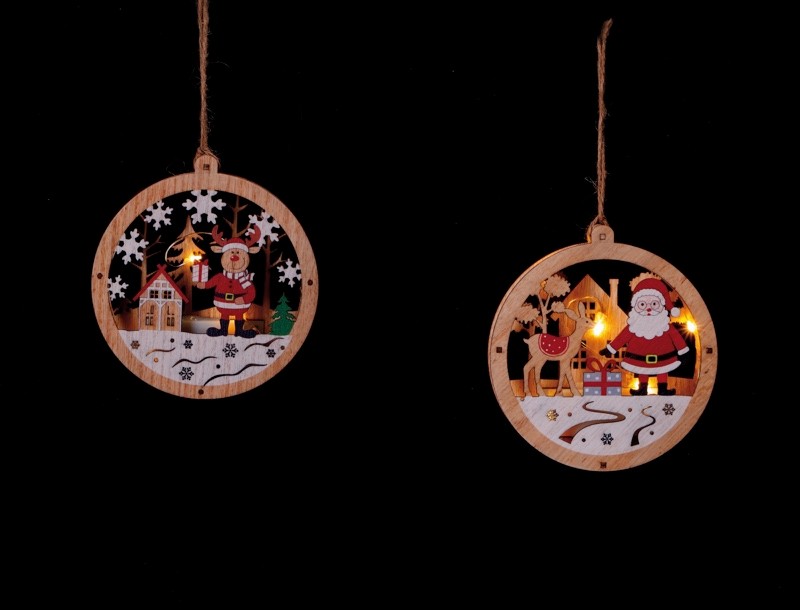 Novogodišnji Drveni Ukras Svijetleci Cm13X2Xh14 85104