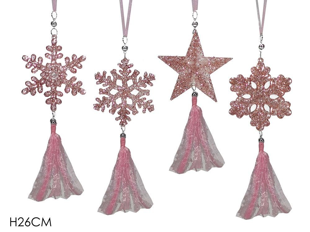 Novogodišnji Ukras  H26Cm Glitter Rozi 442551 Roze