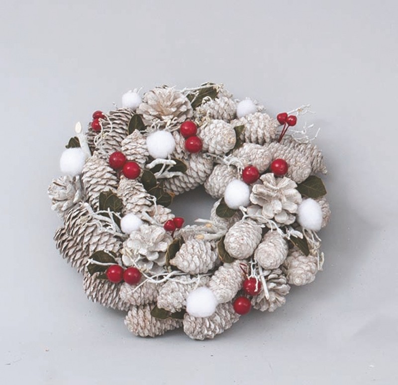 Novogodišnji Vijenac Sa Sisarkama Bijeli Cm.25X8 Ap47225 Bijela