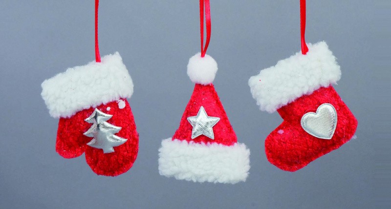 Novogodošnji Ukras Na Kacenje Sa Krznom/Crveni Cm.8H Ac10733 Crvena