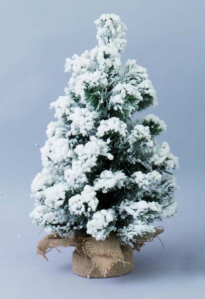 Jelka Isprskane Snijegom Na Postolju Od Jute Cm.40 Cen86621