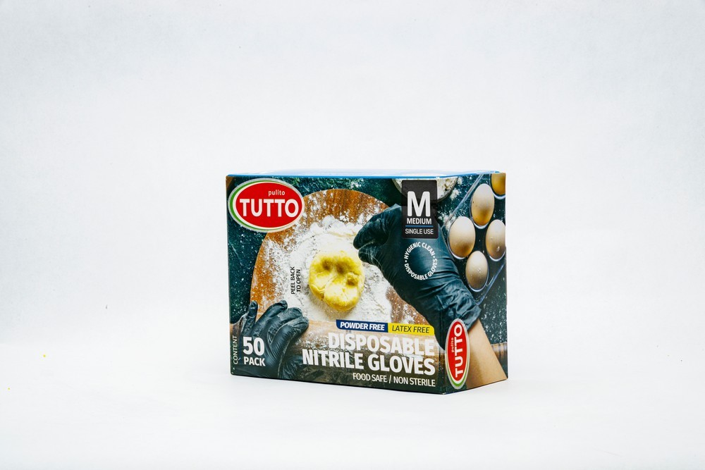 Rukavice 100% Nitril Crne  " M" 50/1