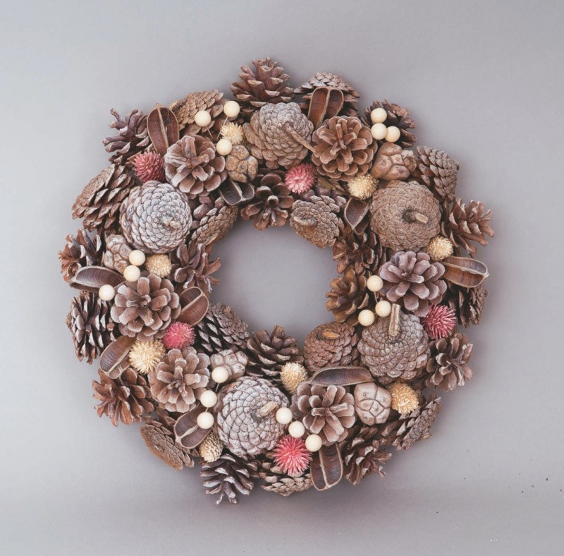 Novogodišnji Vijenac Sa Sisarkama Cm.33 Natural /Roze Ap48037 Roze