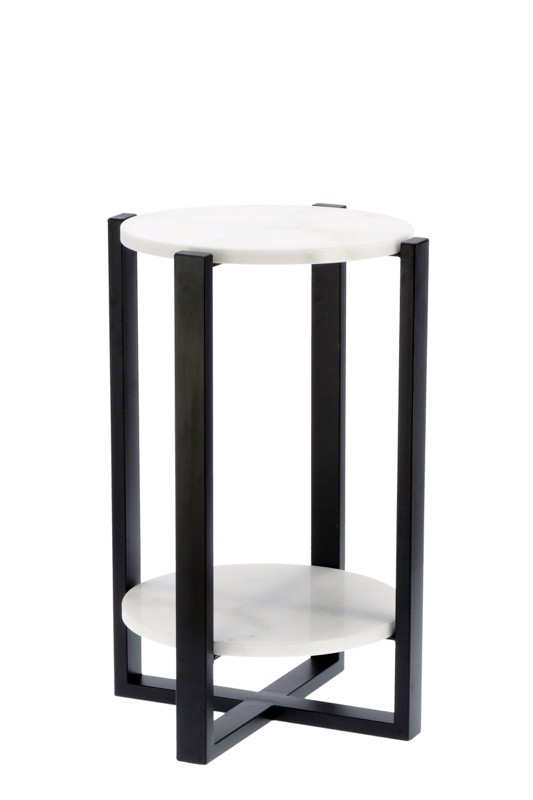 Sto Okrugli Metalni Sa 2 Mermernom Plocom D39Xh60 74021