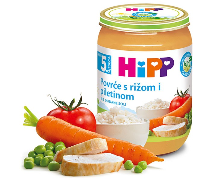 HIPP Dječja kaša od povrća sa pirinčem i piletinom Bio 190g