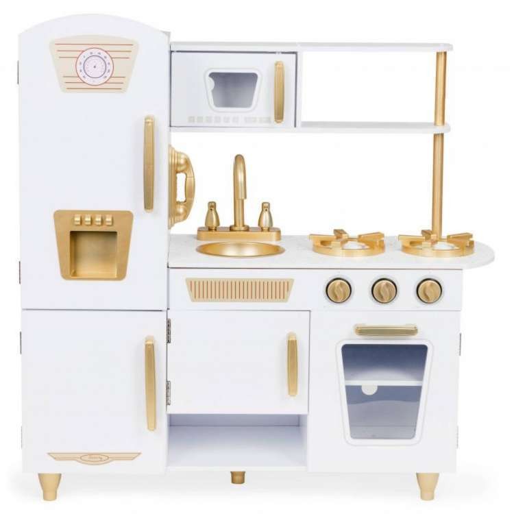 Velika Drvena Kuhinja Za Djecu White And Gold