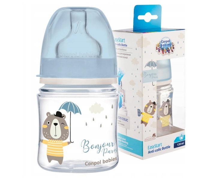 CANPOL BABIES Bočica za bebe sa širokim grlom Easy Start pp Bonjour Paris 35/231 120 ml plava