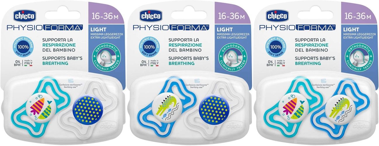 Chicco Varalica physio light silikon 2/1 16-36m+ 0%bpa-plava ,Plava