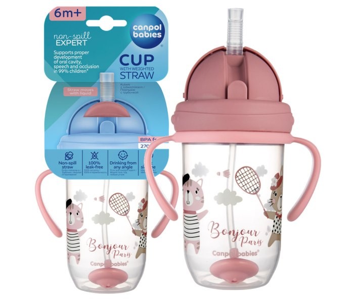 Canpol Šolja za bebe sa ručkama 270ml. , Roze
