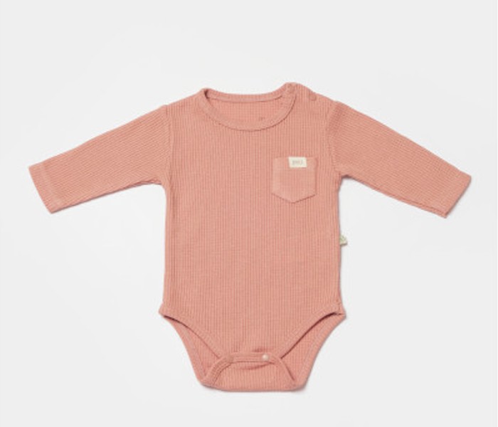 BiOrganic Bodi za bebe dugi rukav, Crvena/Braon