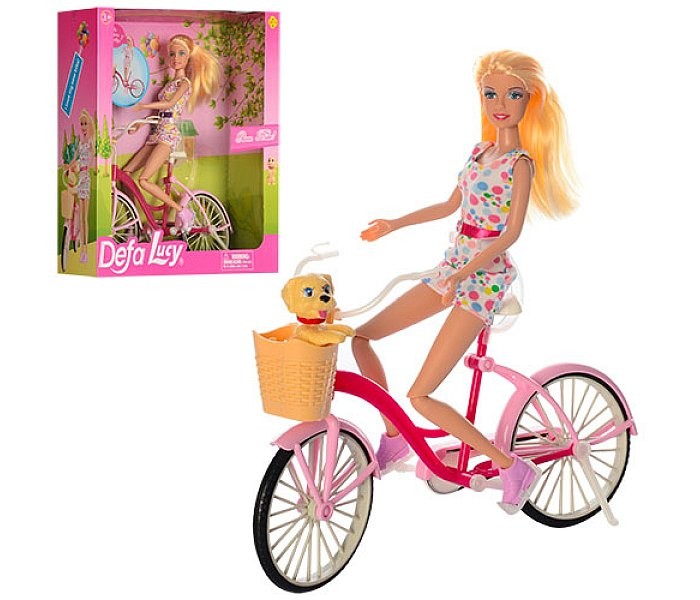 Defa Igračka lutka  Lucy set sa biciklom i ljubimcem, Šarena