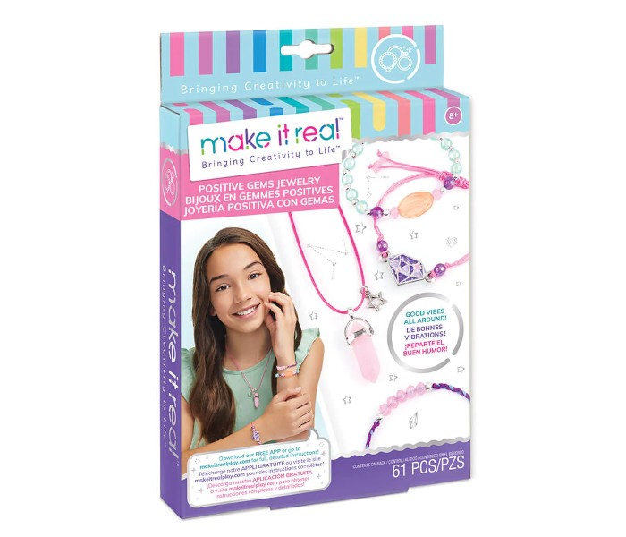 MAKE IT REAL Kreativni komplet za izradu narukvica za djevojčice koji donosi kreativnost u život Pozitivni dragulji