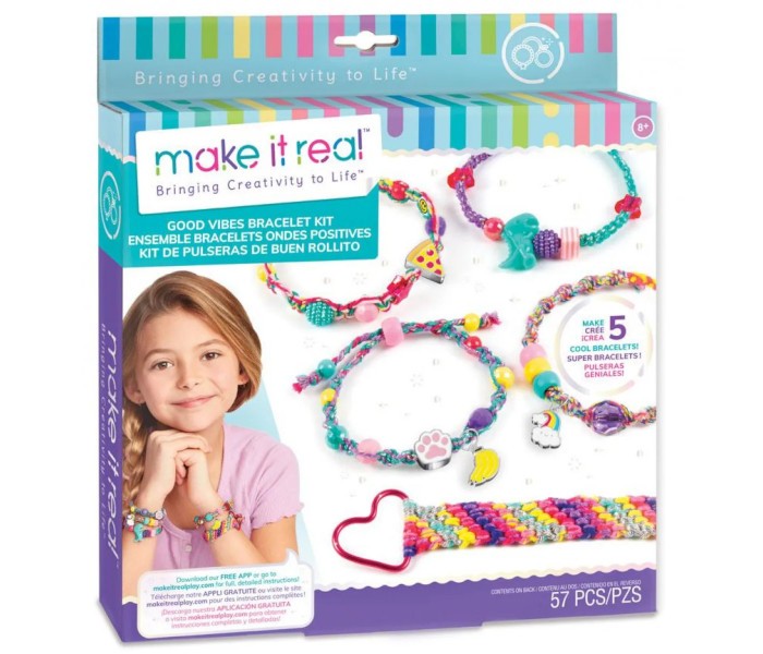 MAKE IT REAL Kreativni komplet za izradu narukvica za djevojčice koji donosi kreativnost u život Good Vibes
