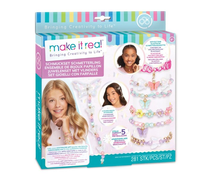 MAKE IT REAL Kreativni set za izradu narukvica za djevojčice koji unosi kreativnost u život Set nakita leptira