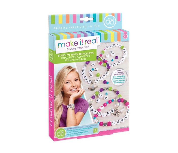 MAKE IT REAL Kreativni komplet za izradu narukvica za djevojčice Kolekcija nakita Block and Rock