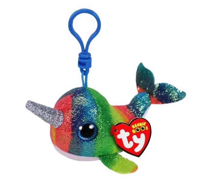 TY PLISH BOOS NORI, 8,5 cm - višebojni narval - Klip