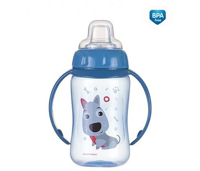 CANPOL BABIES Bočica/šolja sa kljunom i drškama "HAPPY ANIMALS - TRENING" 56/512 320ml plava