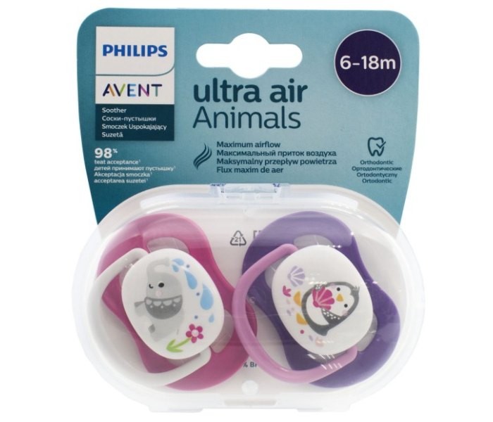 PHILIPS AVENT Dude za bebe Orthod 2/1 roze i ljubičaste