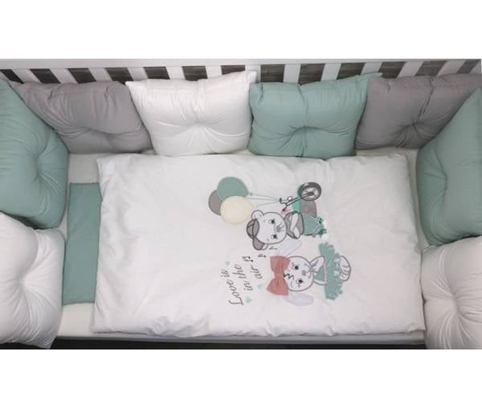 DEXI Posteljina sa jastučićem Tri prijatelja 120x60cm mint