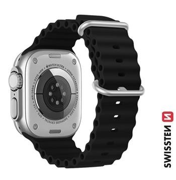 Swissten Silikonska narukvica za Apple watch, marine straps, black (42, 44, 45, 49) mm