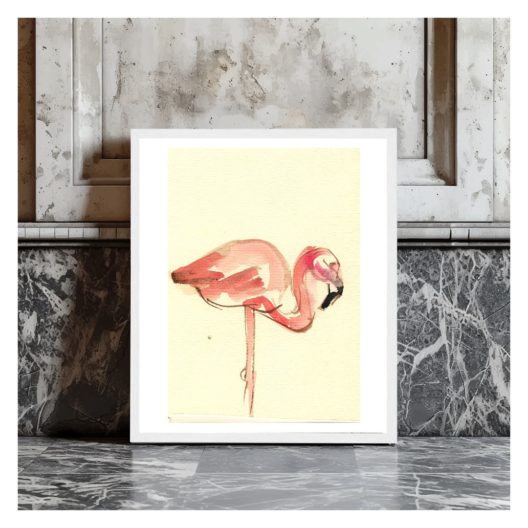 Canvas "Akvareli" Flamingosi