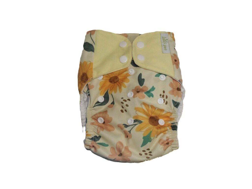 Laki San Kompletna Platnena Pelena Sa Umetkom, Unutra Bijela, Nepromočivi Pul Žuto Cvijeće