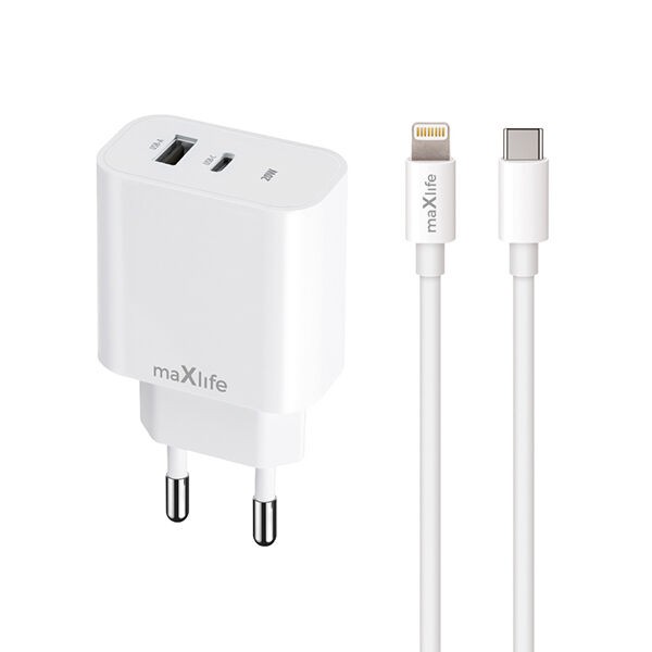 Punjač  MXTC-06-20AC bijeli PD QC 1xUSB-C 1xUSB 20W + USB-C Lighting kabl OEM0101314