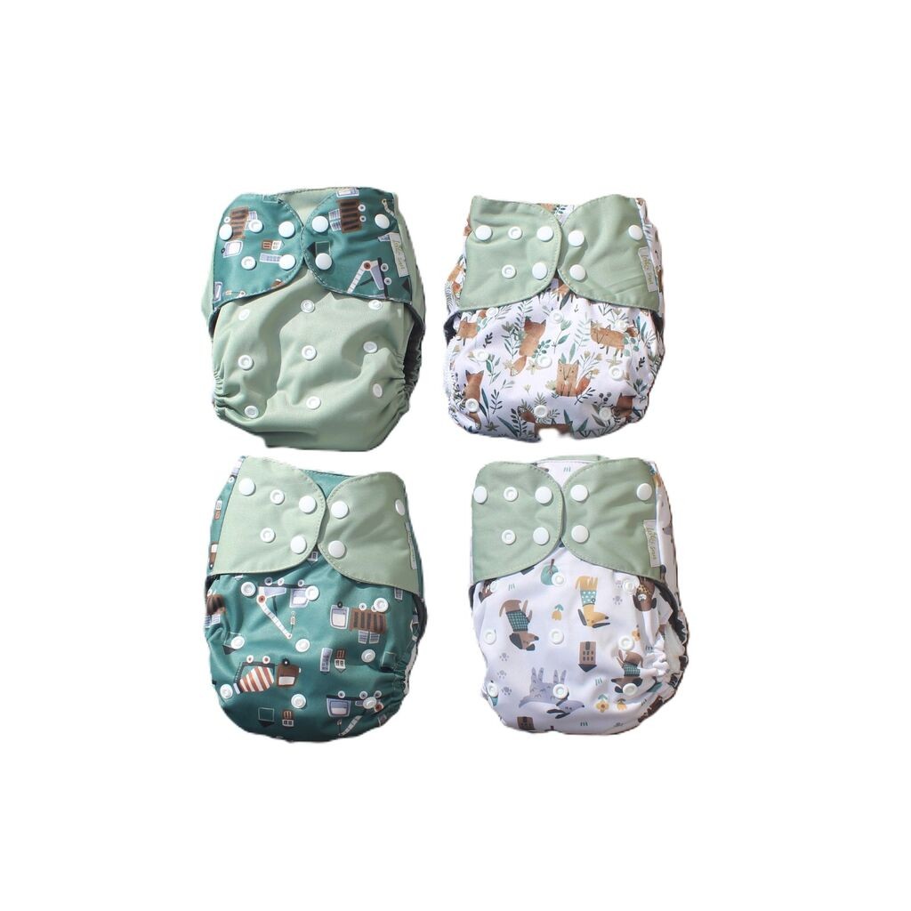 Laki San Paketić Sivi 4 Pelene + 4 Umetka, Zelene Životinjice I Autići