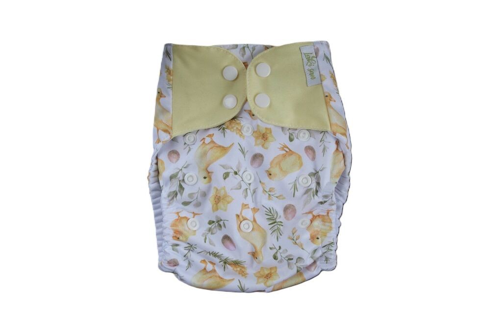 Laki San Kompletna Platnena Pelena Sa Umetkom, Unutra Bijela, Nepromočivi Pul Žuti Pilići