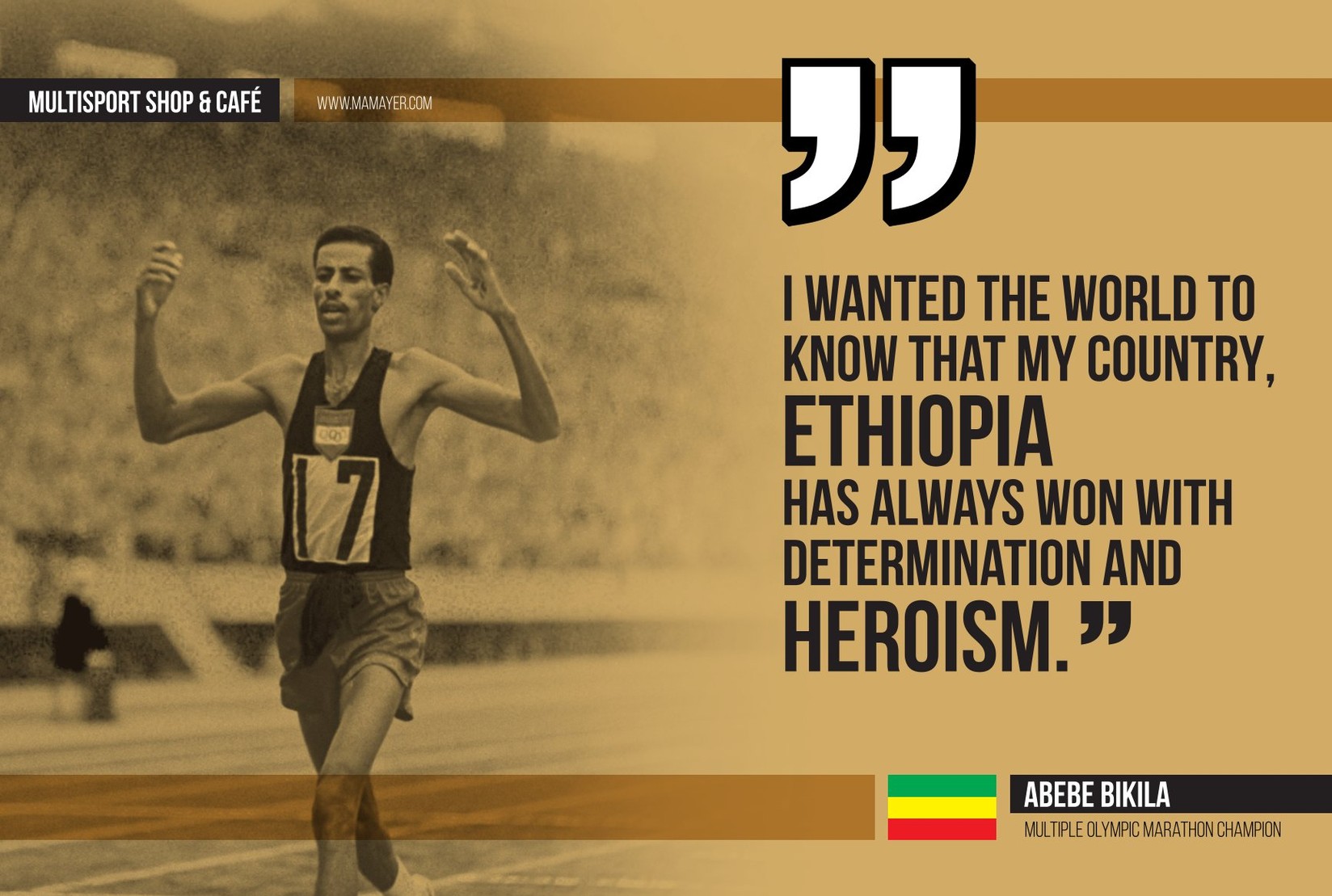 Art Metal Plate - Run - Abebe Bikila