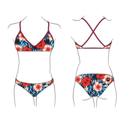 Turbo Ženski Kupaći Bikini Flowers Night Mare - XL