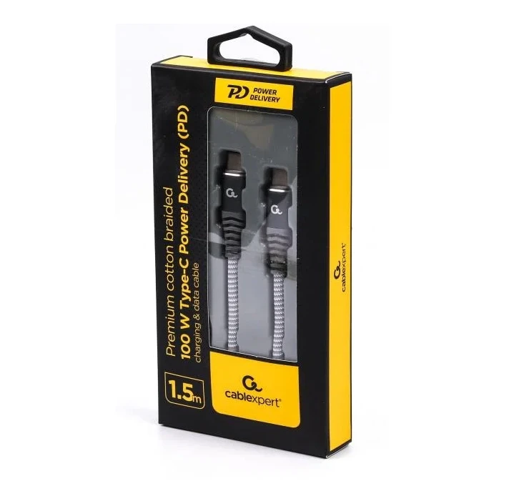 Gembird kabal USB2B-CMCM100- 100W, PD, USB-C to USB-C,1.5m